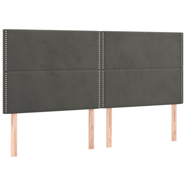 Cabeceira de cama c/ LED veludo 180x5x118/128 cm cinza-escuro - Image 3