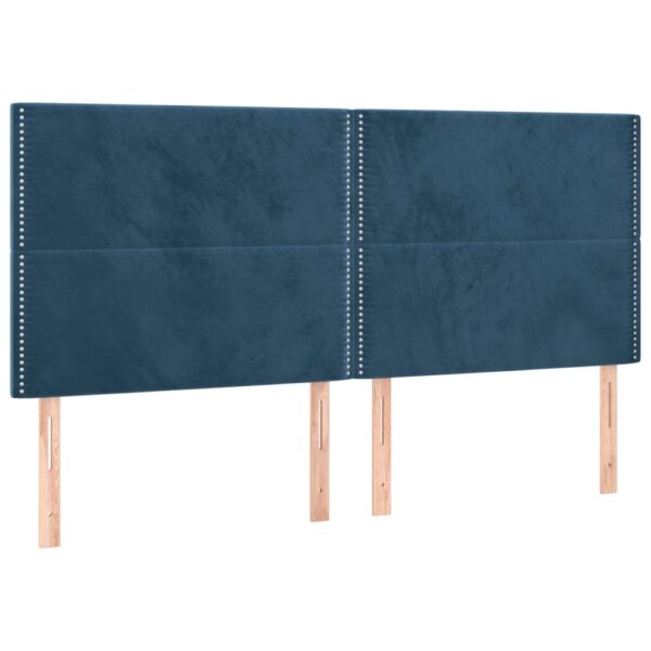 Cabeceira cama c/ luzes LED veludo 180x5x118/128cm azul-escuro - Image 3