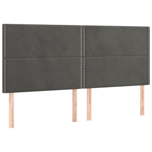 Cabeceira de cama c/ LED veludo 200x5x118/128 cm cinza-escuro - Image 3
