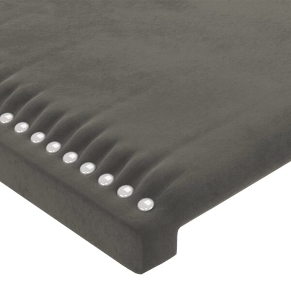 Cabeceira de cama c/ LED veludo 200x5x118/128 cm cinza-escuro - Image 4