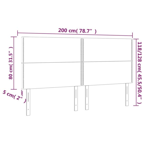 Cabeceira de cama c/ LED veludo 200x5x118/128 cm cinza-escuro - Image 5