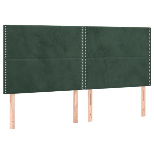 Cabeceira de cama c/ LED veludo 200x5x118/128 cm verde-escuro - Image 3