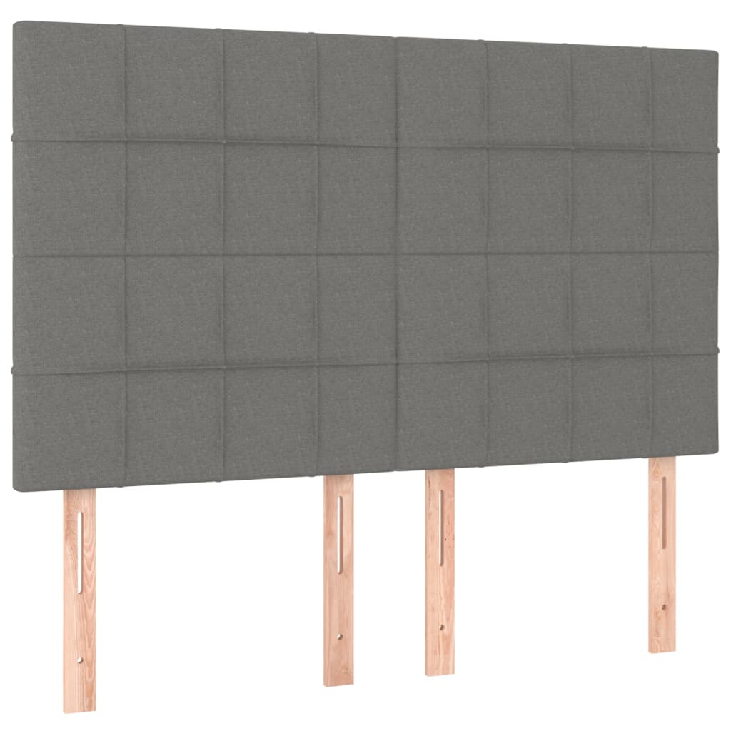 Cabeceira de cama c/ LED tecido 144x5x118/128 cm cinza-escuro - Image 3