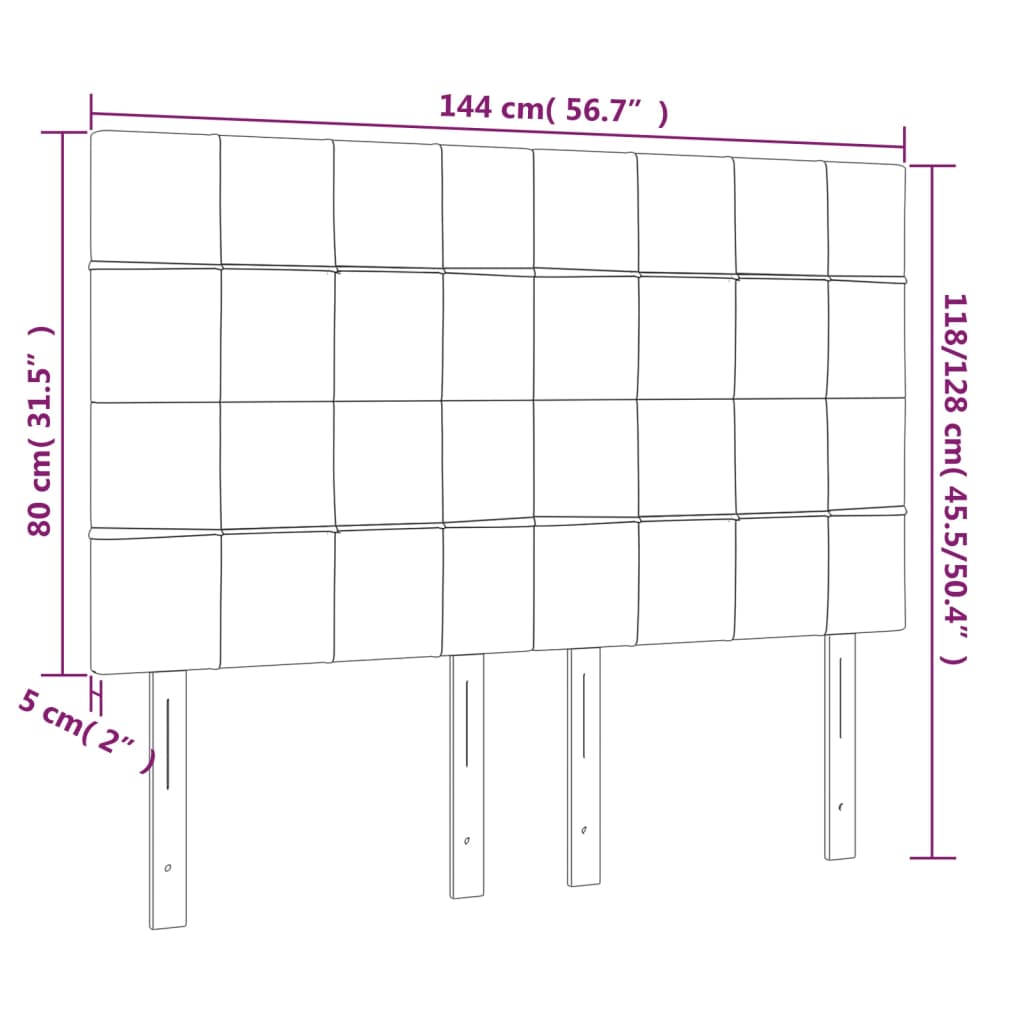 Cabeceira de cama c/ LED tecido 144x5x118/128 cm cinza-escuro - Image 5