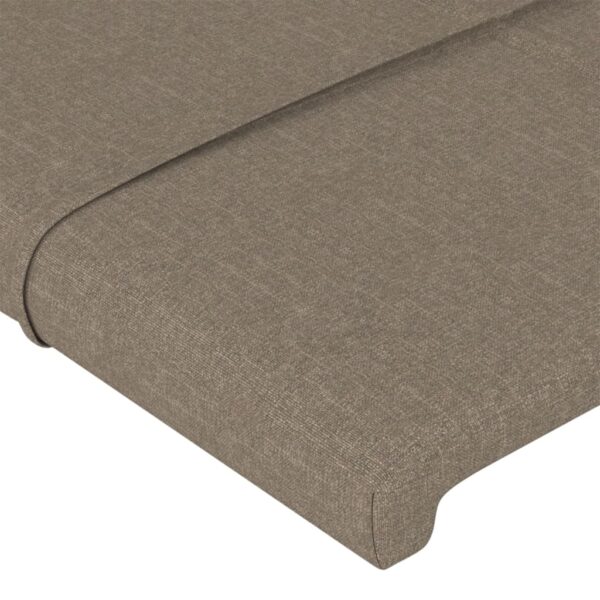 Cabeceira cama c/ LED tecido 200x5x118/128 cm cinza-acastanhado - Image 4