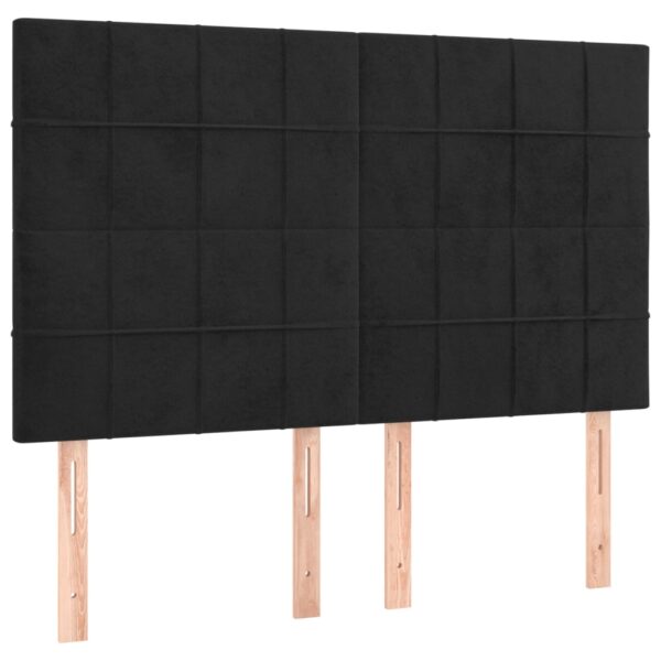 Cabeceira cama c/ LED veludo 144x5x118/128 cm preto - Image 3