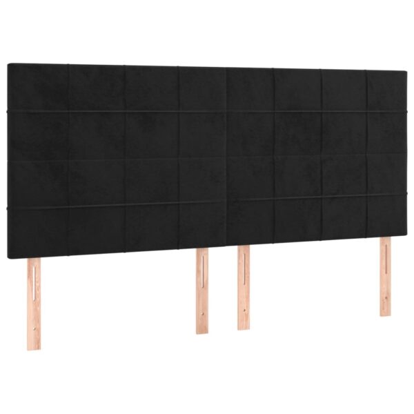 Cabeceira de cama c/ luzes LED veludo 160x5x118/128 cm preto - Image 3