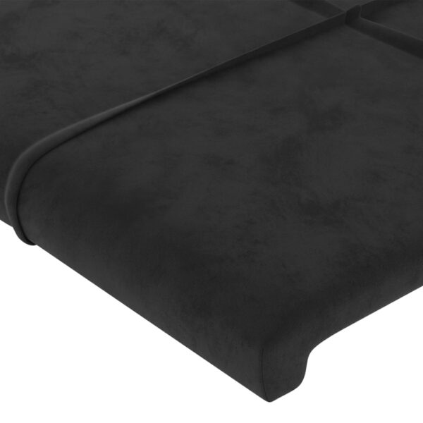 Cabeceira de cama c/ luzes LED veludo 160x5x118/128 cm preto - Image 4