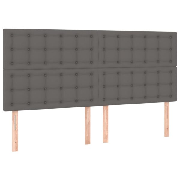 Cabeceira cama c/ LED couro artif. 160x5x118/128 cm cinzento - Image 3