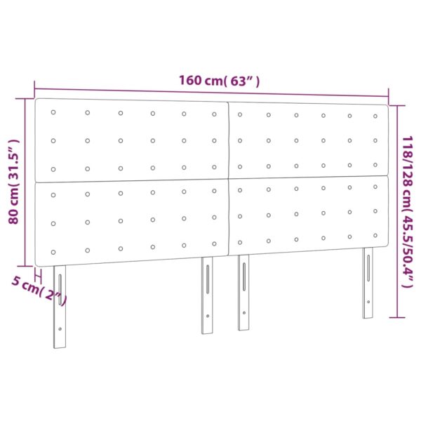 Cabeceira cama c/ LED couro artif. 160x5x118/128 cm cinzento - Image 5