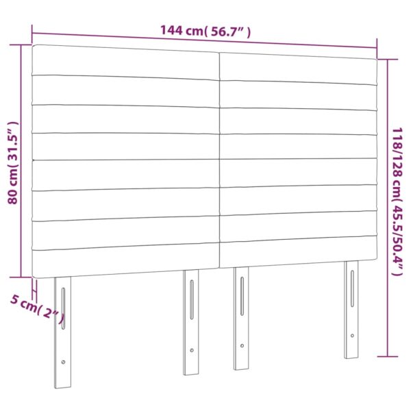 Cabeceira cama c/ LED tecido 144x5x118/128 cm preto - Image 5