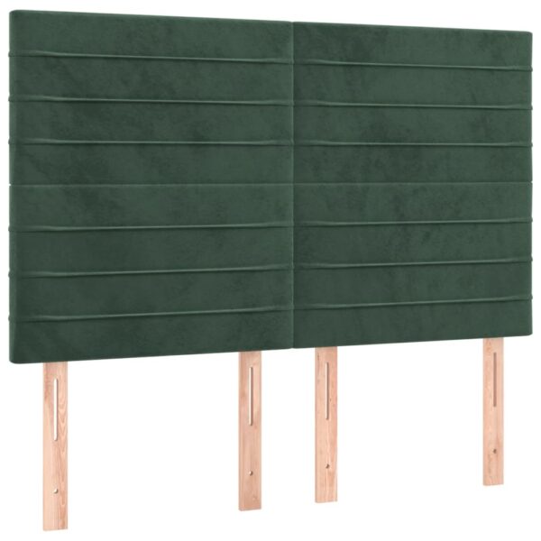 Cabeceira de cama c/ LED veludo 144x5x118/128 cm verde-escuro - Image 3