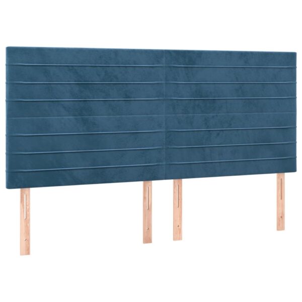 Cabeceira cama c/ luzes LED veludo 160x5x118/128cm azul-escuro - Image 3