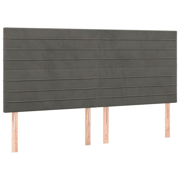 Cabeceira de cama c/ LED veludo 180x5x118/128 cm cinza-escuro - Image 3