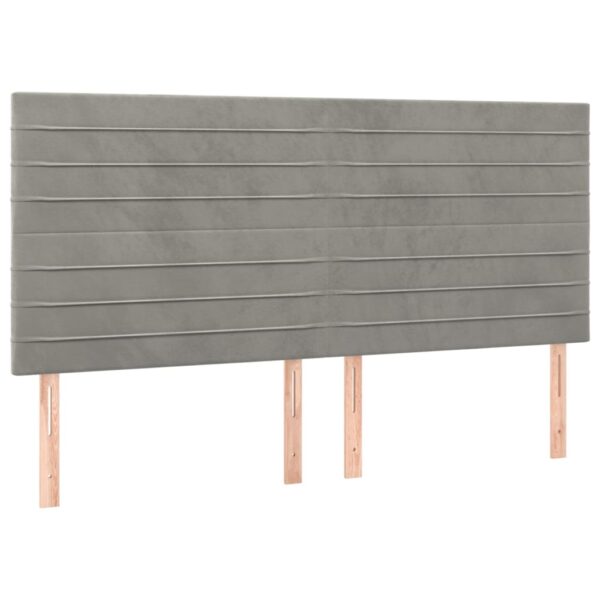 Cabeceira cama c/ luzes LED veludo 200x5x118/128cm cinza-claro - Image 3