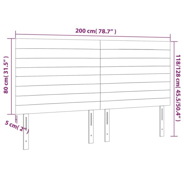 Cabeceira cama c/ luzes LED veludo 200x5x118/128cm cinza-claro - Image 5