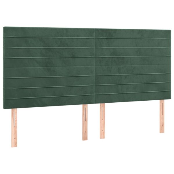 Cabeceira de cama c/ LED veludo 200x5x118/128 cm verde-escuro - Image 3
