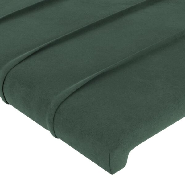 Cabeceira de cama c/ LED veludo 200x5x118/128 cm verde-escuro - Image 4