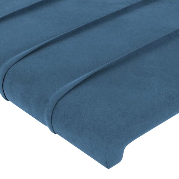 Cabeceira cama c/ luzes LED veludo 200x5x118/128cm azul-escuro - Image 4