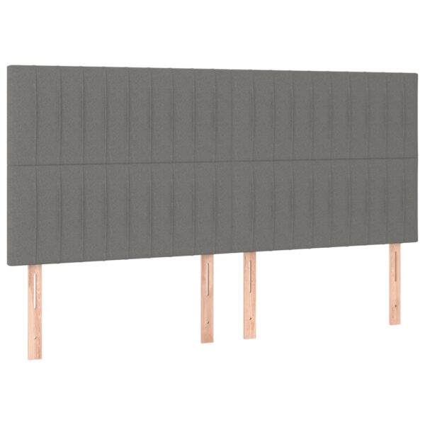Cabeceira de cama c/ LED tecido 160x5x118/128 cm cinza-escuro - Image 3