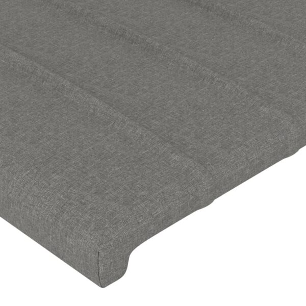 Cabeceira de cama c/ LED tecido 160x5x118/128 cm cinza-escuro - Image 4
