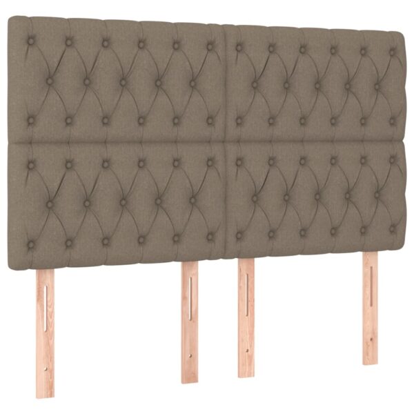 Cabeceira cama c/ LED tecido 160x7x118/128cm cinza-acastanhado - Image 3