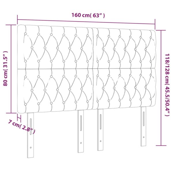 Cabeceira cama c/ LED tecido 160x7x118/128cm cinza-acastanhado - Image 5