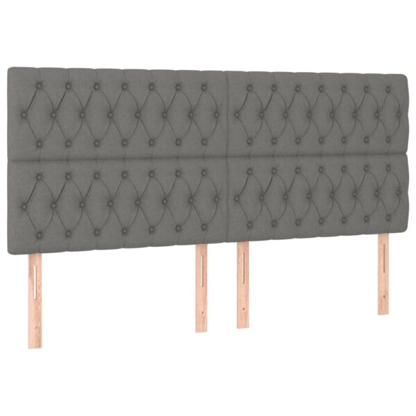 Cabeceira de cama c/ LED tecido 180x7x118/128 cm cinza-escuro - Image 3
