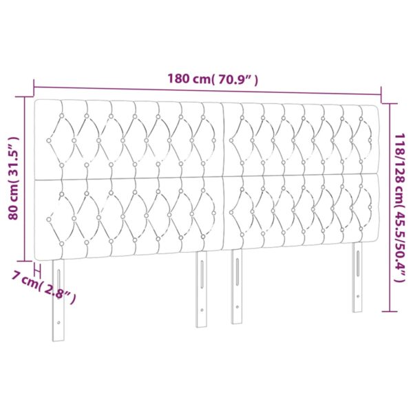 Cabeceira cama c/ LED tecido 180x7x118/128cm cinza-acastanhado - Image 5