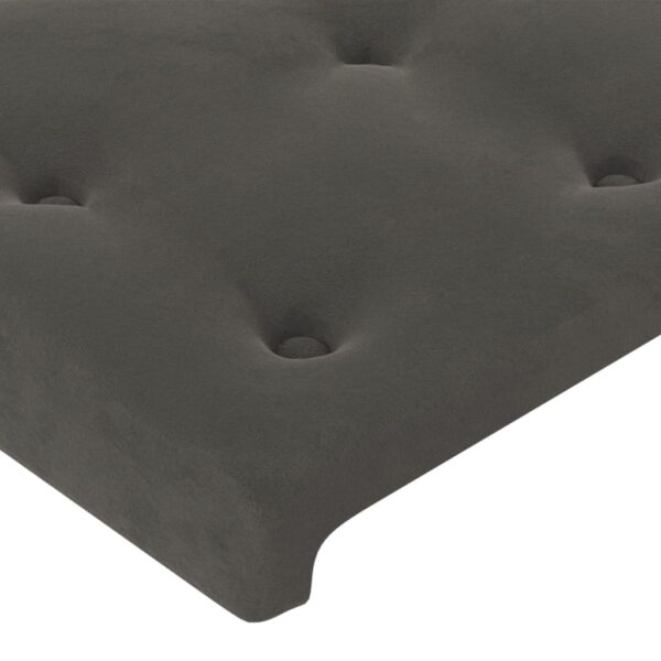 Cabeceira de cama c/ LED veludo 200x5x118/128 cm cinza-escuro - Image 4