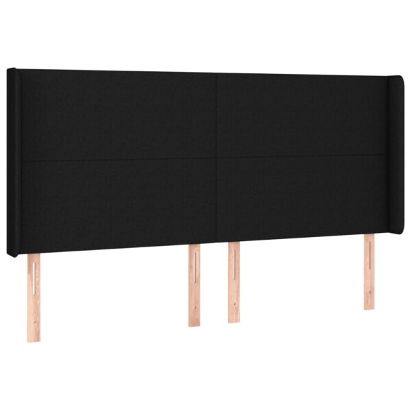 Cabeceira de cama c/ luzes LED tecido 183x16x118/128 cm preto - Image 2