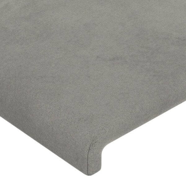 Cabeceira cama c/ luzes LED veludo 83x16x118/128 cm cinza-claro - Image 4