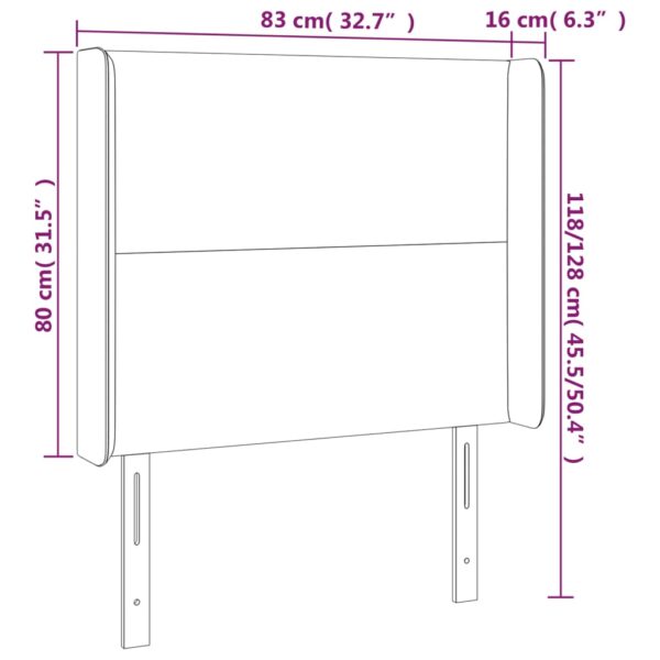 Cabeceira cama c/ luzes LED veludo 83x16x118/128 cm cinza-claro - Image 5
