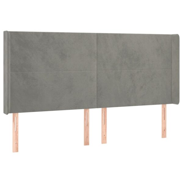 Cabeceira cama c/ luzes LED veludo 163x16x118/128cm cinza-claro - Image 2