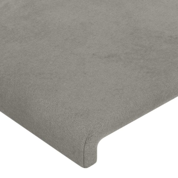 Cabeceira cama c/ luzes LED veludo 163x16x118/128cm cinza-claro - Image 4