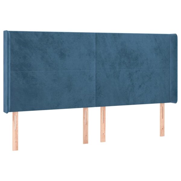 Cabeceira cama c/ luzes LED veludo 163x16x118/128cm azul-escuro - Image 2