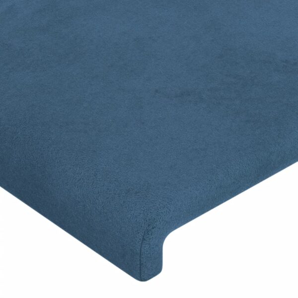 Cabeceira cama c/ luzes LED veludo 163x16x118/128cm azul-escuro - Image 4