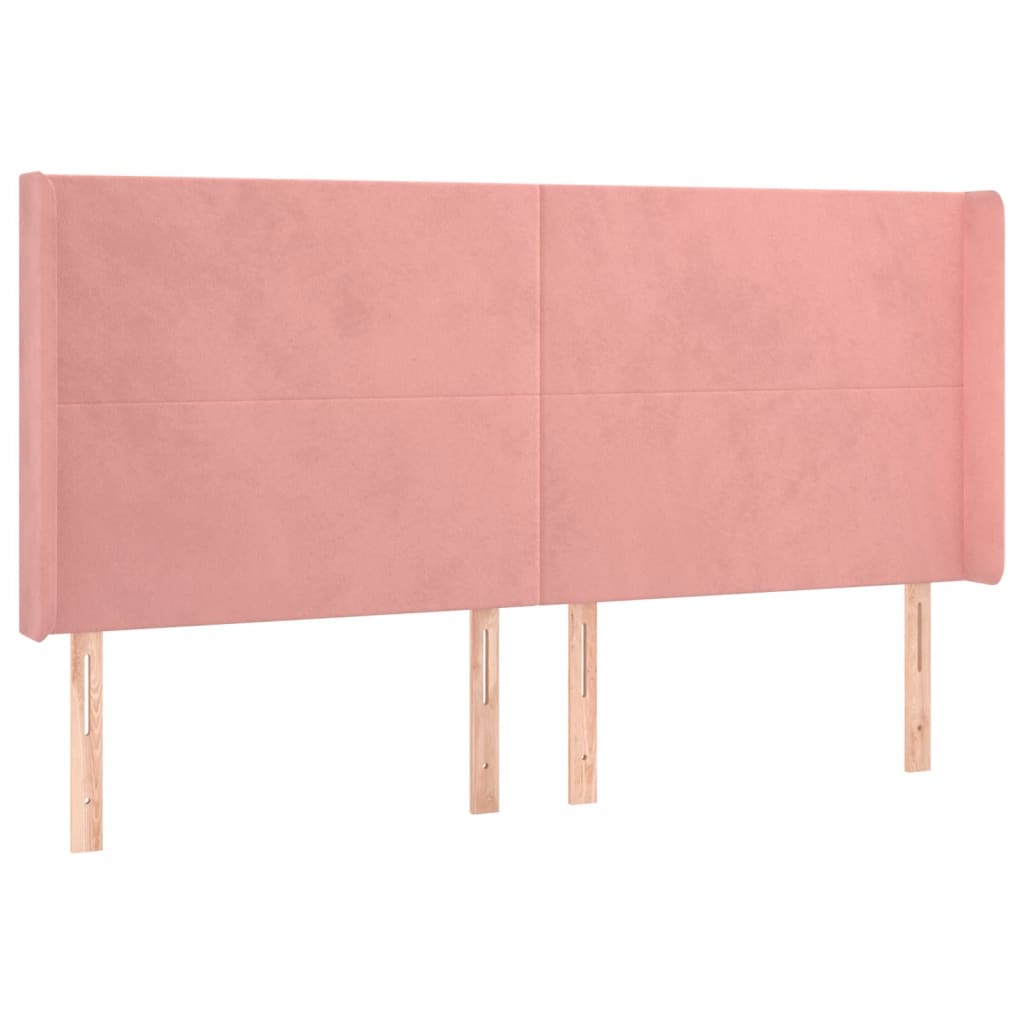 Cabeceira de cama c/ luzes LED veludo 183x16x118/128 cm rosa - Image 2