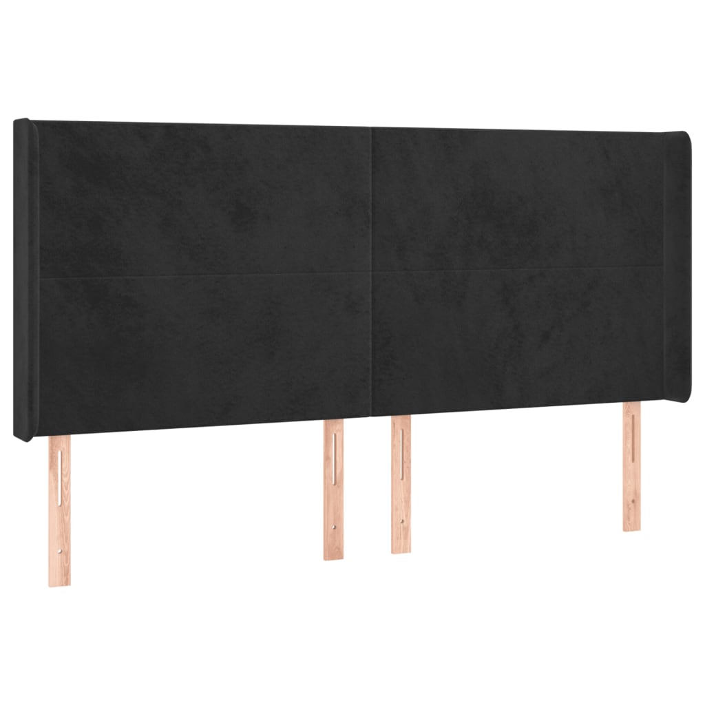 Cabeceira de cama c/ luzes LED veludo 203x16x118/128 cm preto - Image 2