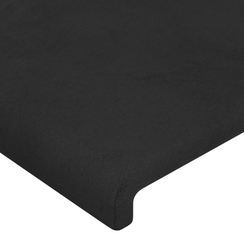 Cabeceira de cama c/ luzes LED veludo 203x16x118/128 cm preto - Image 4