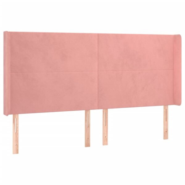 Cabeceira de cama c/ luzes LED veludo 203x16x118/128 cm rosa - Image 2