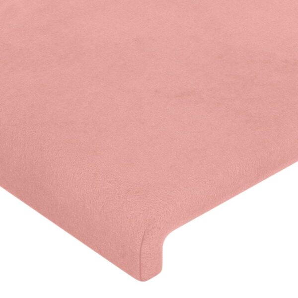 Cabeceira de cama c/ luzes LED veludo 203x16x118/128 cm rosa - Image 4