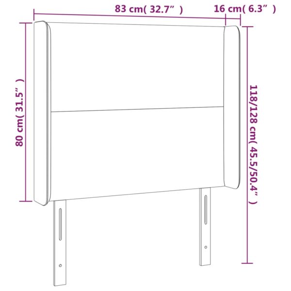 Cabeceira cama c/ LED couro artificial 83x16x118/128 cm branco - Image 5