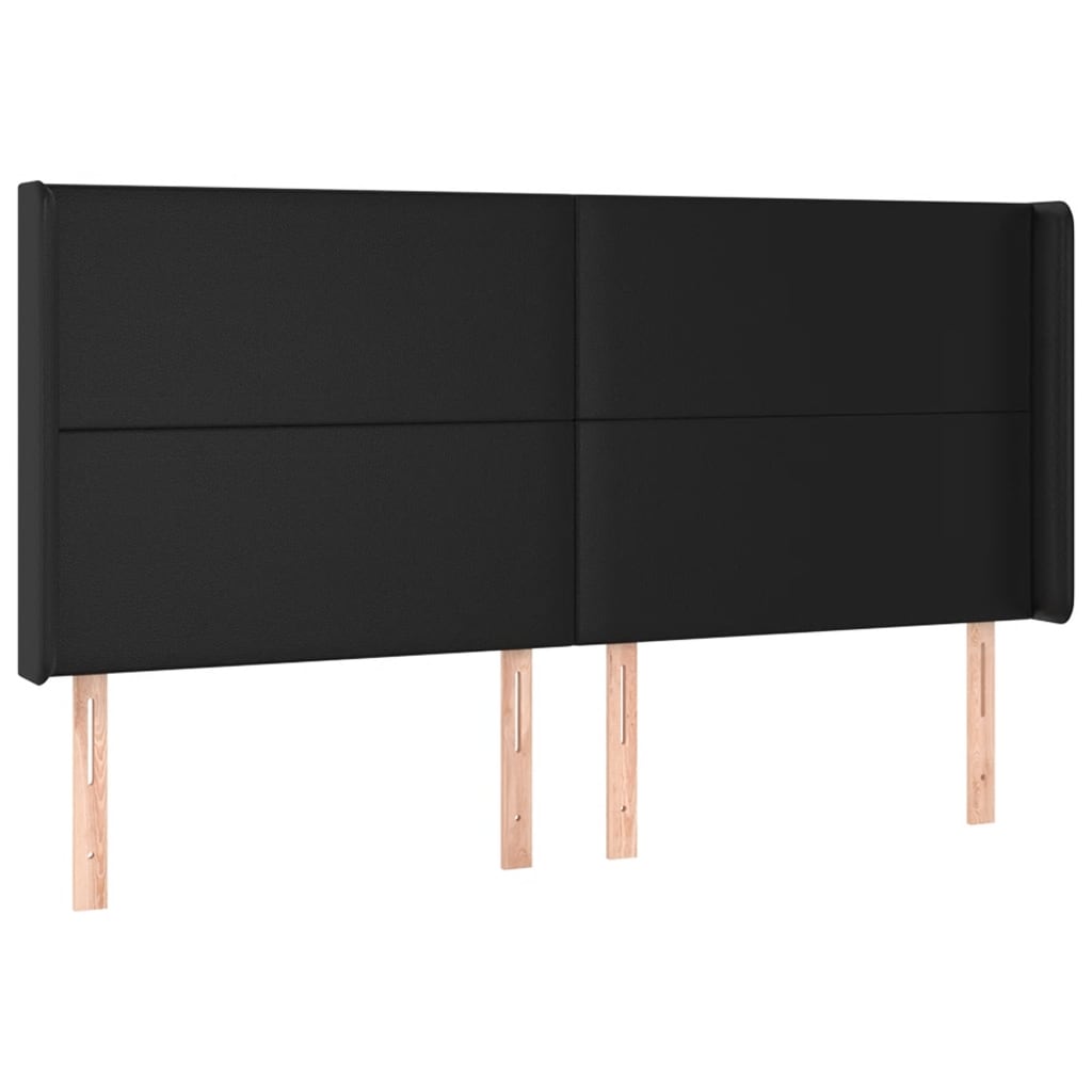 Cabeceira cama c/ LED couro artificial 183x16x118/128 cm preto - Image 2