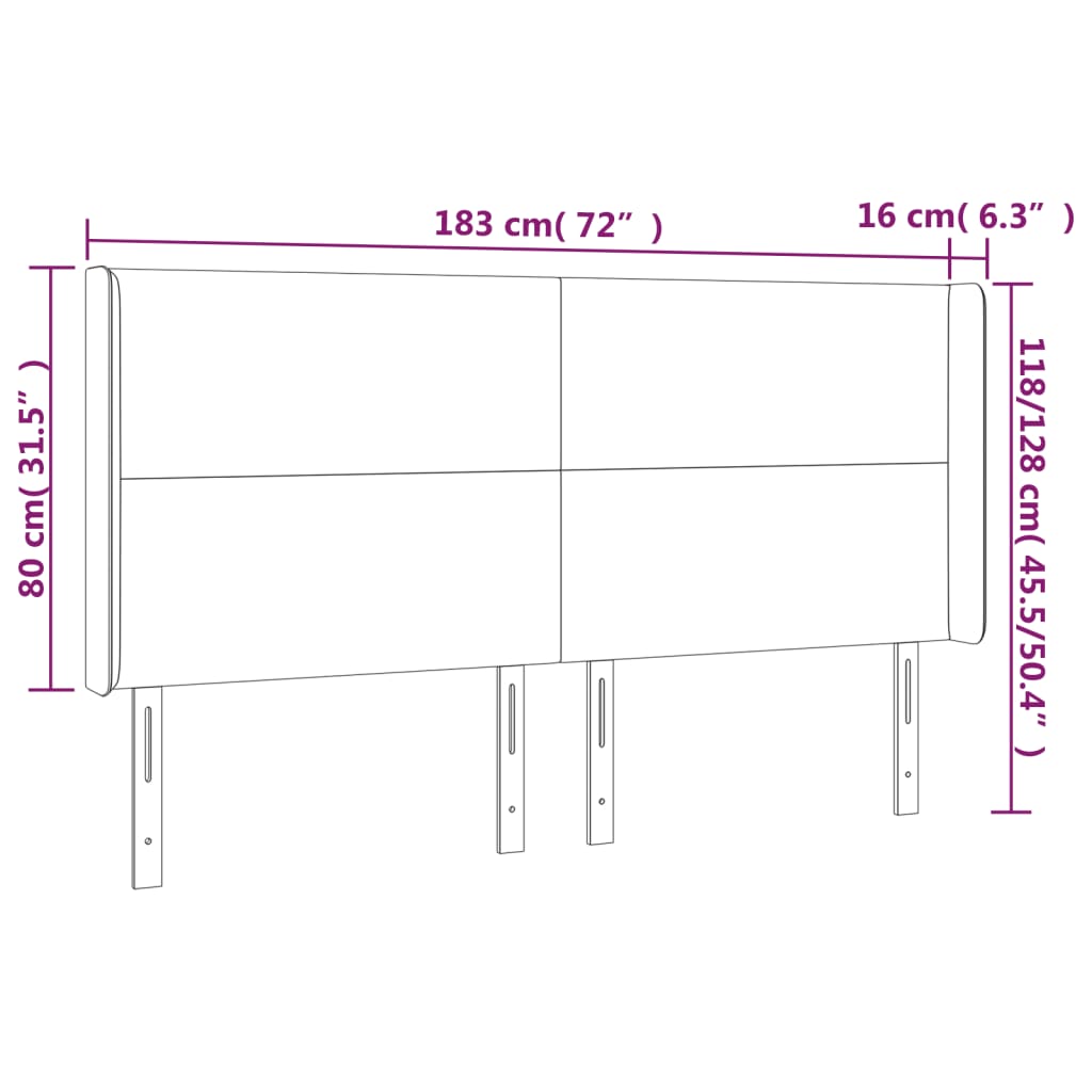 Cabeceira cama c/ LED couro artificial 183x16x118/128 cm preto - Image 5