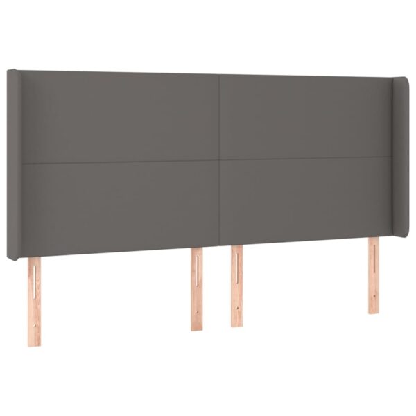 Cabeceira cama c/ LED couro artif. 183x16x118/128 cm cinzento - Image 2