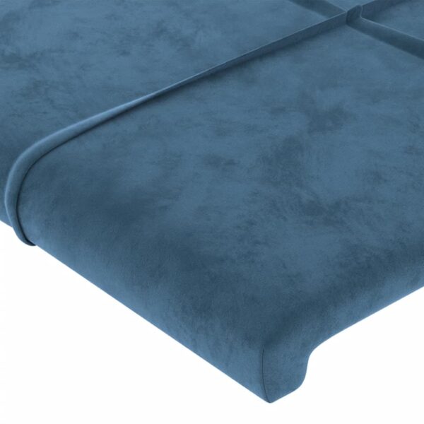 Cabeceira cama c/ luzes LED veludo 103x16x118/128cm azul-escuro - Image 4