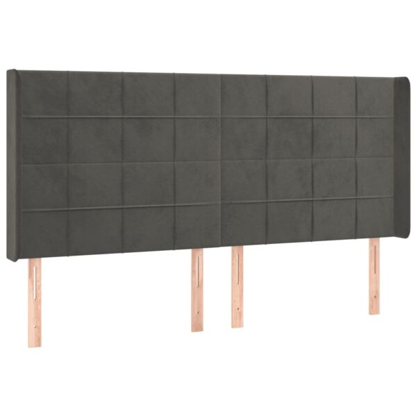 Cabeceira de cama c/ LED veludo 183x16x118/128 cm cinza-escuro - Image 2
