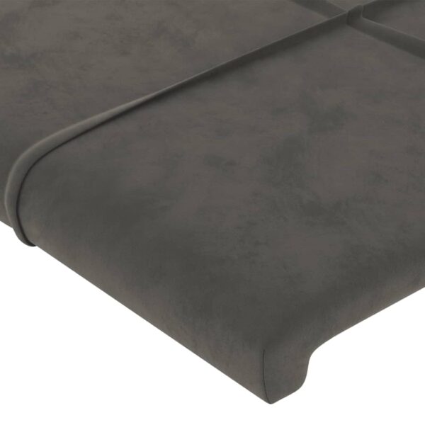 Cabeceira de cama c/ LED veludo 183x16x118/128 cm cinza-escuro - Image 4