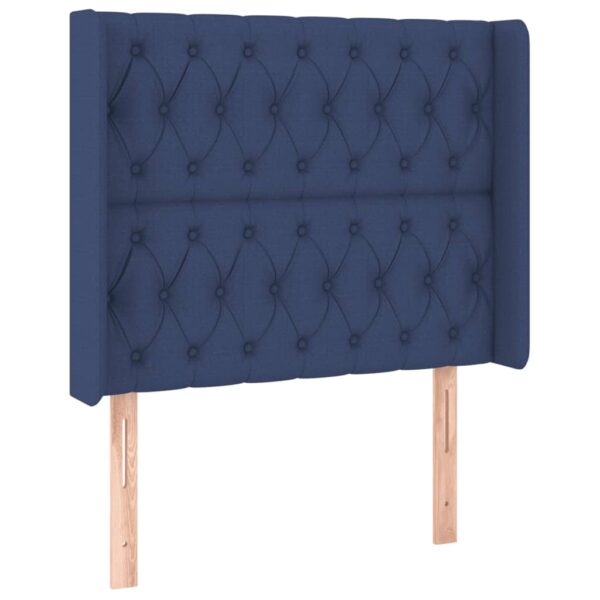 Cabeceira de cama c/ luzes LED tecido 103x16x118/128 cm azul - Image 2